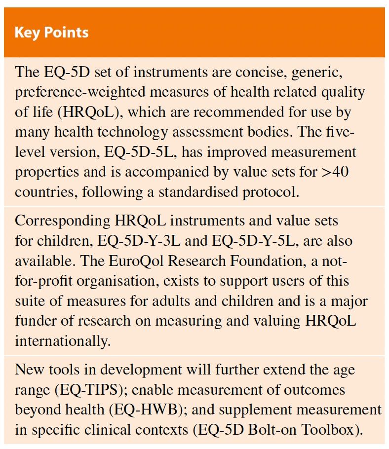 Highlight points from a new paper summarising established and new tools for measuring and valuing health related quality of life, developed by a not for profit organisation called the EuroQol Research Foundation. 