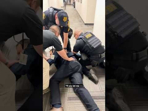 Federal Agents Force U.S. Senator to Floor After He Interrupts Noem