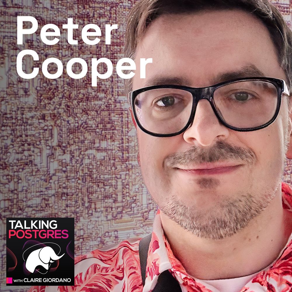 Photo of Peter Cooper, the founder & editor of Postgres Weekly (as well as 6 other popular developer newsletters that reach nearly half a million developers each week), wearing dark framed eyeglasses, a Hawaiian shirt, and with just a hint of a smile on his face