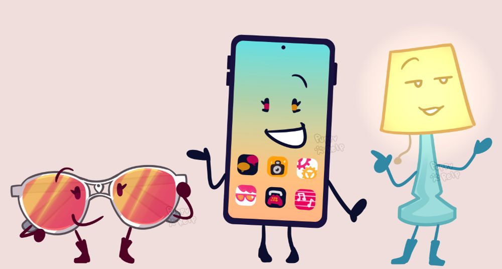 Fanart of Skylar Specs, Phoenicia, and Lux from Date Everything in the Object Show art style