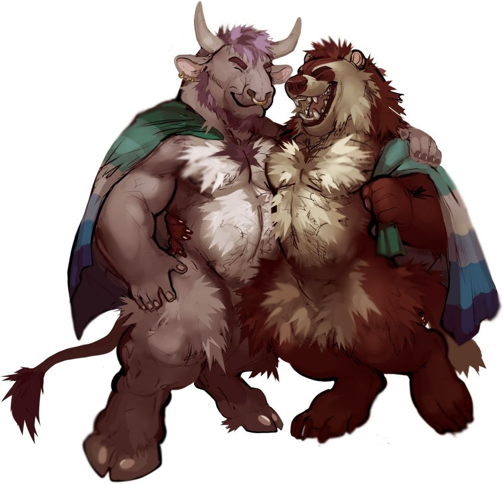 Horse the Bull and Debug the Ferret wrapped in the MLM flag.