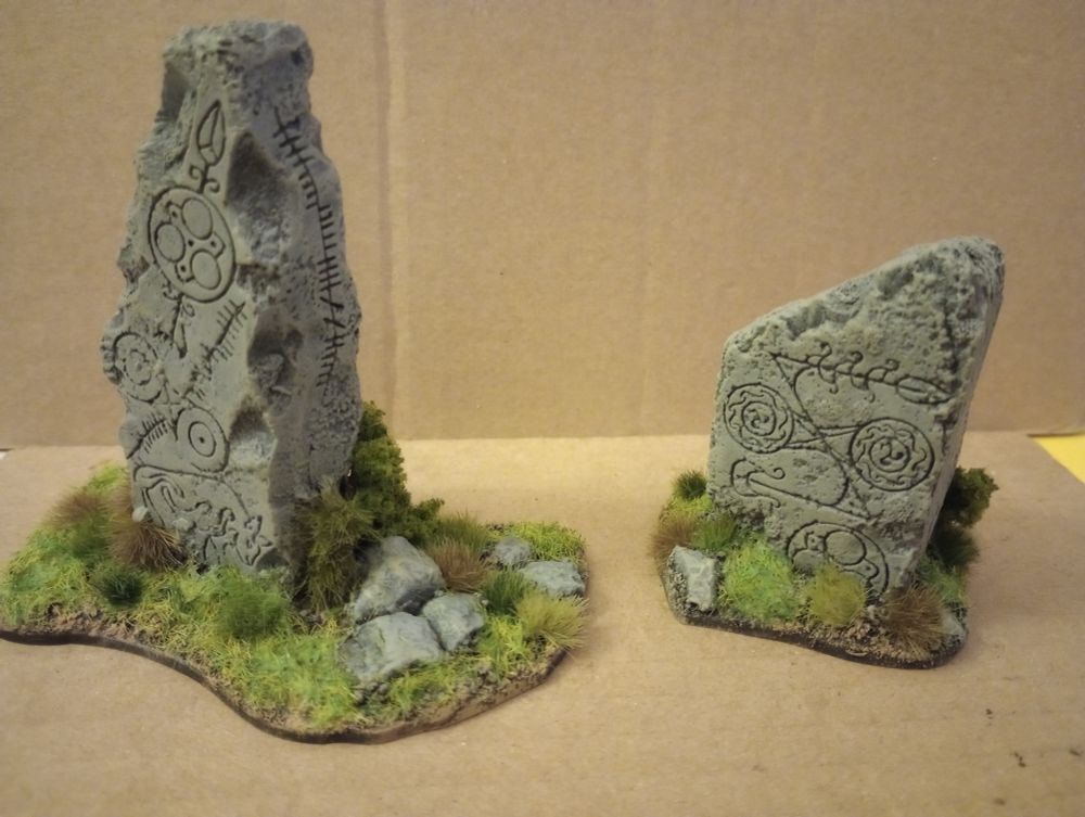 A different view of the painted Pictish stones 