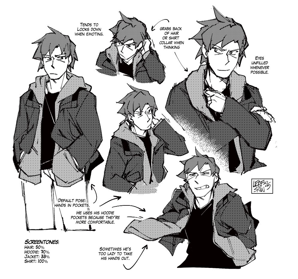 A few useful poses of Acer I've used as reference, screentoned. 