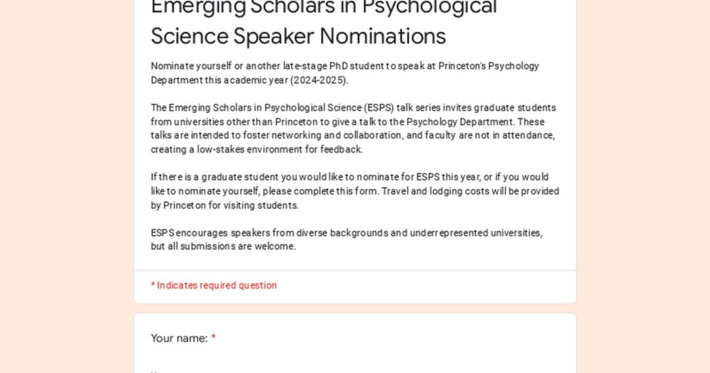 Emerging Scholars in Psychological Science Speaker Nominations