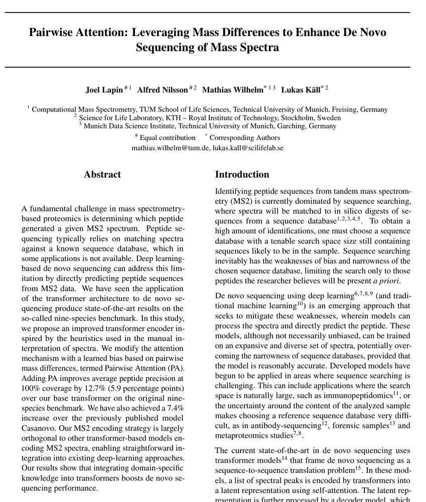 Pairwise Attention: Leveraging Mass Differences to Enhance De Novo Sequencing of Mass Spectra