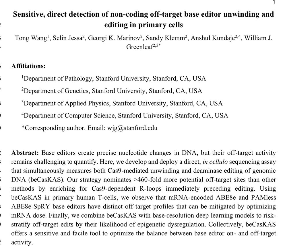 Sensitive, direct detection of non-coding off-target base editor unwinding and editing in primary cells