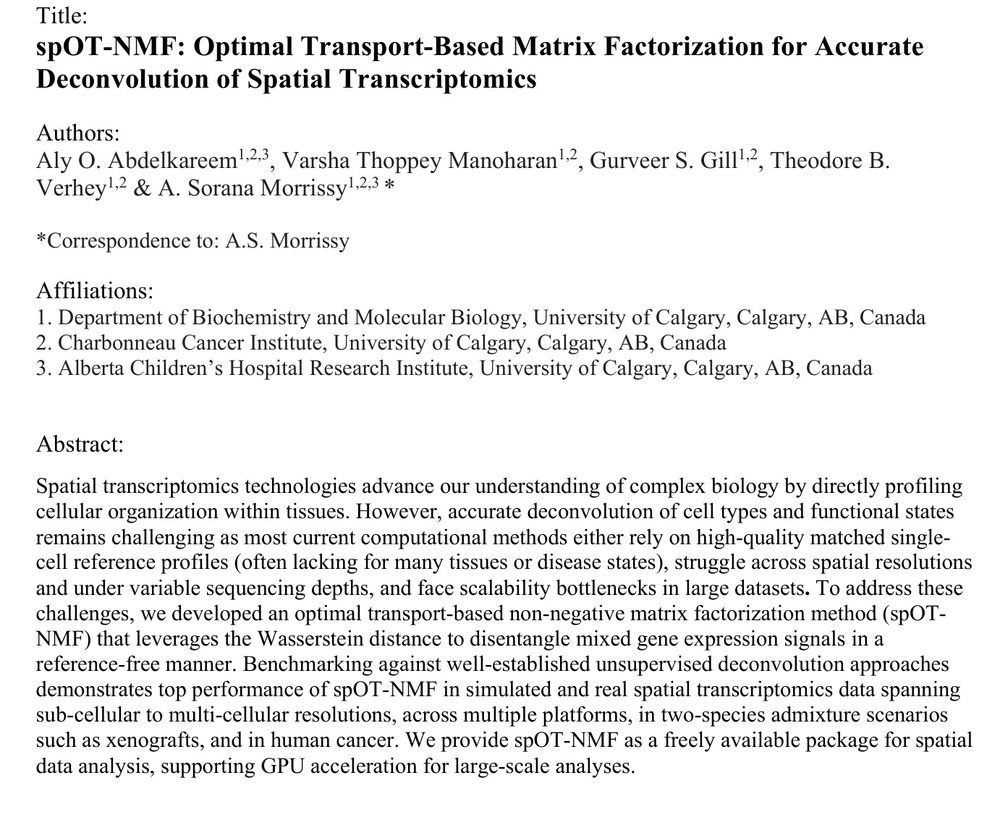 spOT-NMF: Optimal Transport-Based Matrix Factorization for Accurate Deconvolution of Spatial Transcriptomics