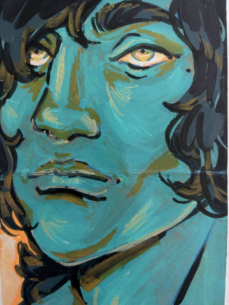 experimental drawing of wilders face done with acrylic markers