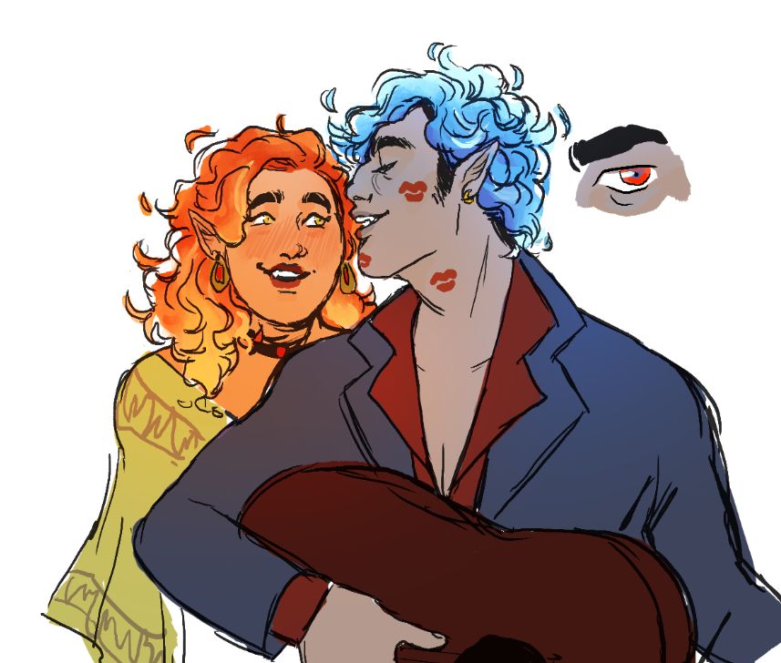 Image of Pyre using a guitar to flirt with his wife Burnise. They are younger here. 