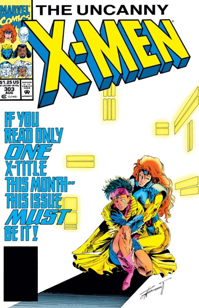Cover to Uncanny X-Men #303, "If you read only one X-title this month — this issue must be it!" With art by Richard Bennett, depicting Jubilee and Jean Grey.