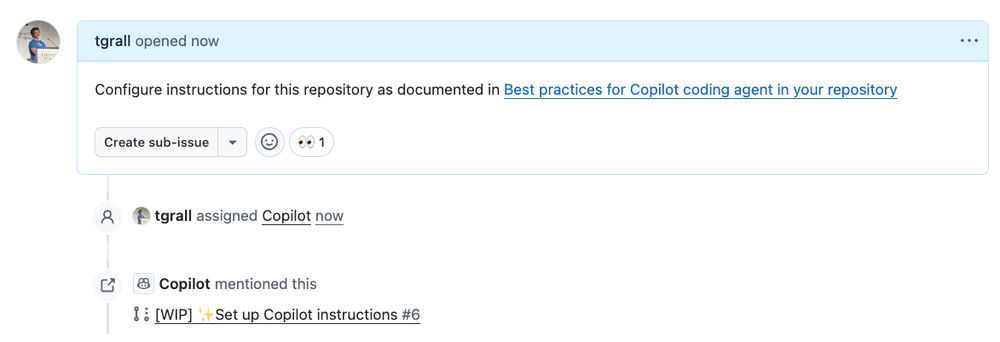 New issue and PR created by GitHub Coding Agent to add the Copilot Instructions