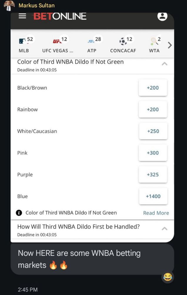 color odds on sex toys on wnba court