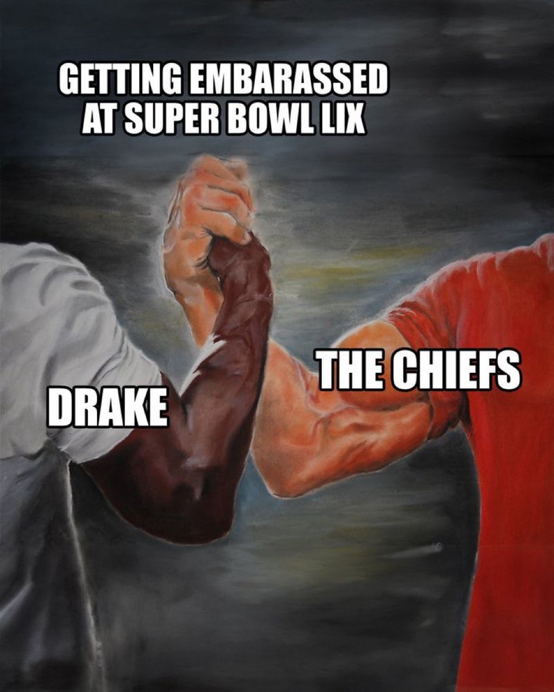 Handshake meme drake and Chiefs both being embarrassed