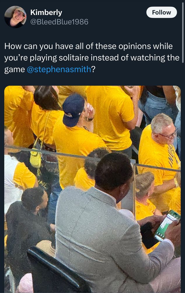 Stephen A Smith playing solitaire in middle of NBA finals 