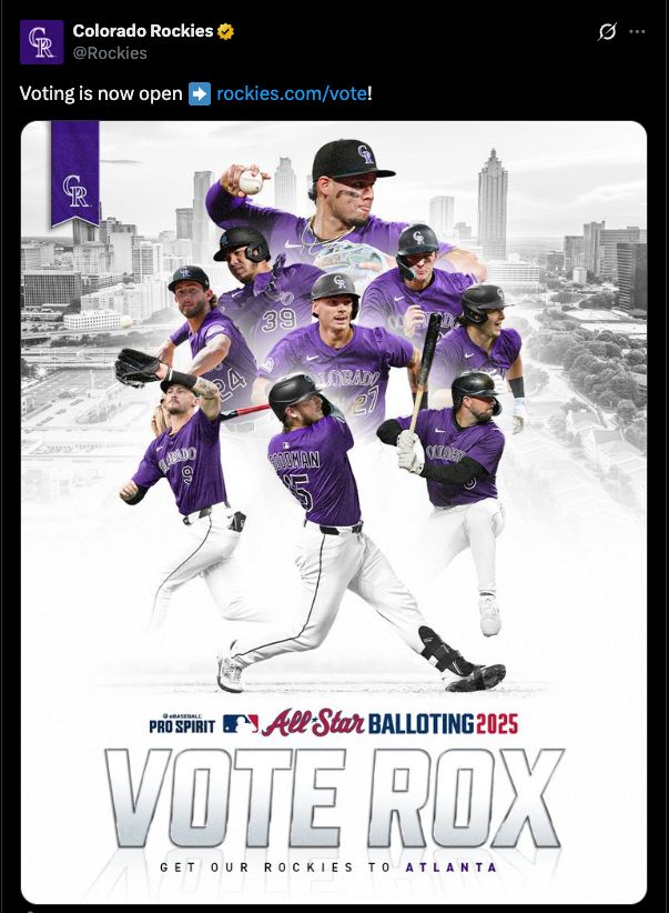Colorado Rockies showing all their future All-Stars in a graphic because they couldn't choose who to highlight among so many worthy candidates
