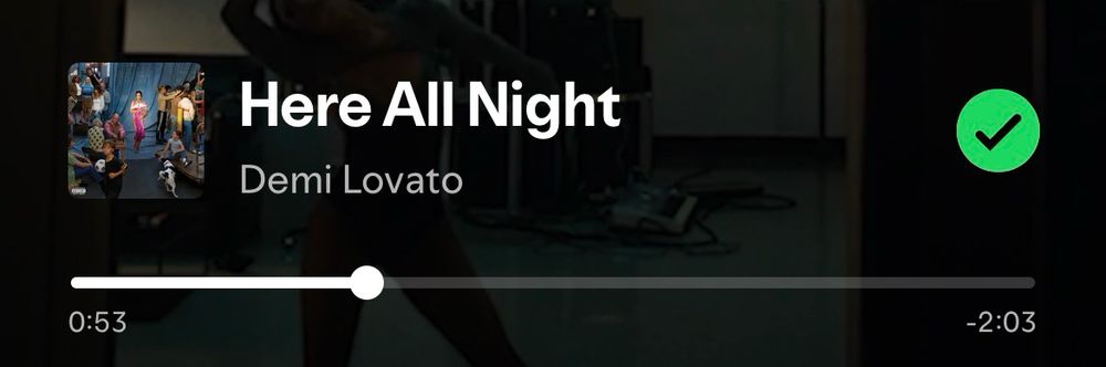 here all night by demi lovato playing on spotify