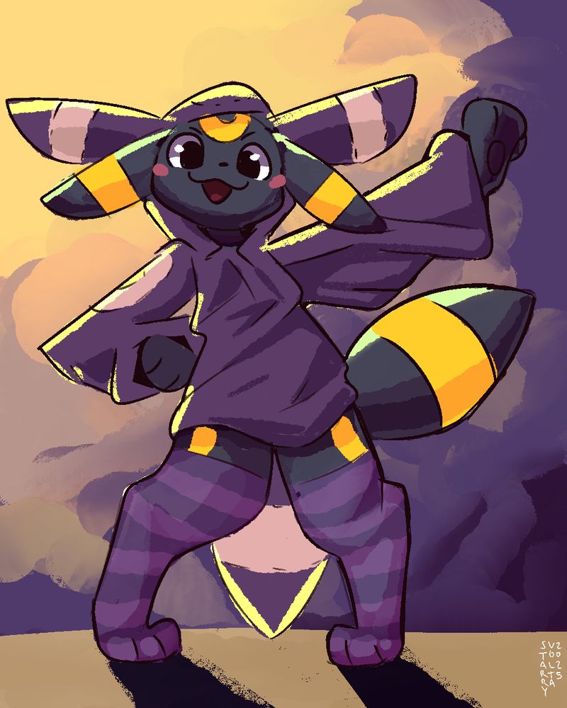 fabulous kigurumi umbreon striking a dashing pose