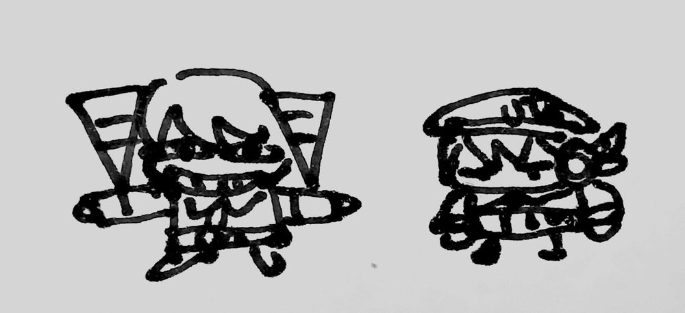 teto and defoko drawn poorly with a marker