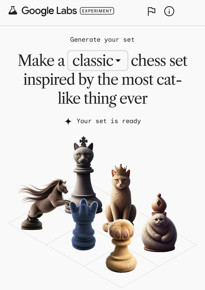 Make a classic chess set inspired by the most cat-like thing ever using Google’s GenChess