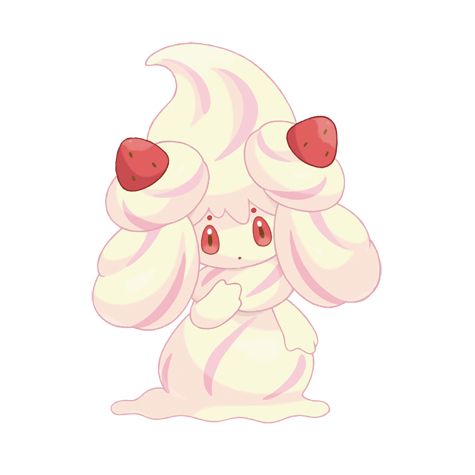 imagem da personagem Alcremie da franquia Pokémon em um fundo preto