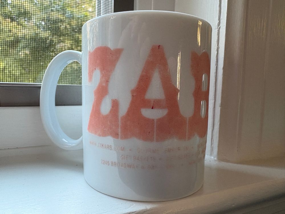 A slowly fading Zabar’s mug.