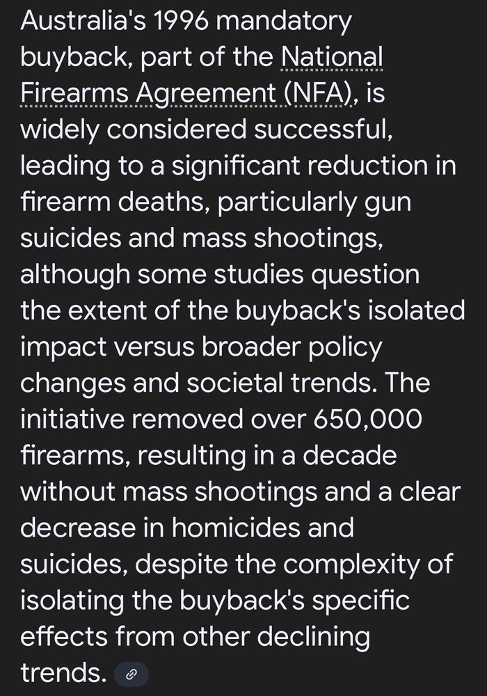 Screenshot of a googled article on the success of Australia’s gun buy back program 