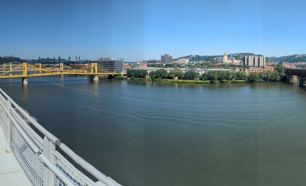 A panoramic photo of Pittsburgh from atop the David L Lawrence Convention Center.