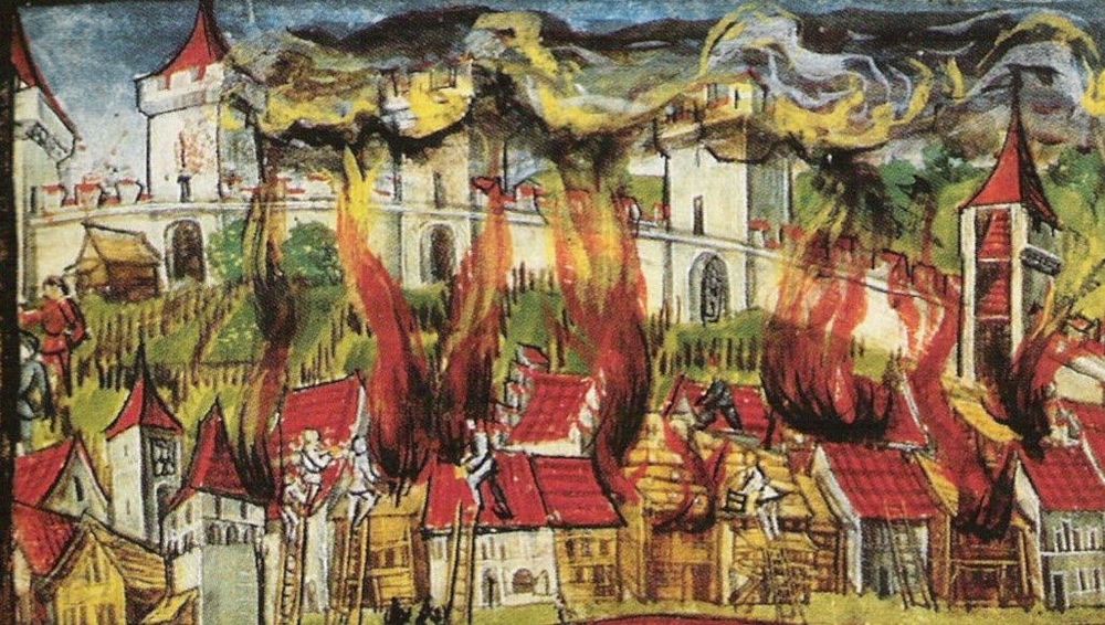 Illustration de l’incendie de Dijon en 1137