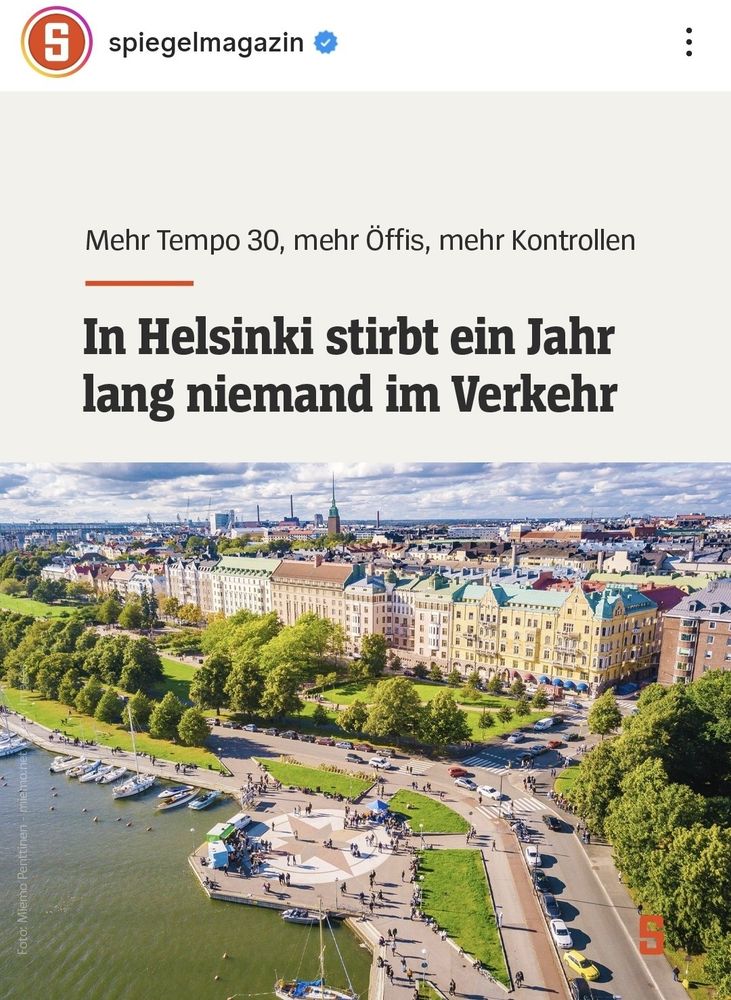 Spiegel Magazin, in Helsinki stirbt ein Jahr lang niemand im Verkehr