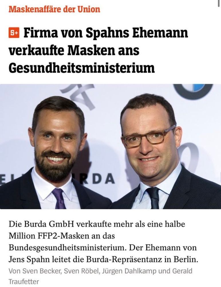 Firma von spahns Ehemann verkaufte Masken ans gesundheitsministerium