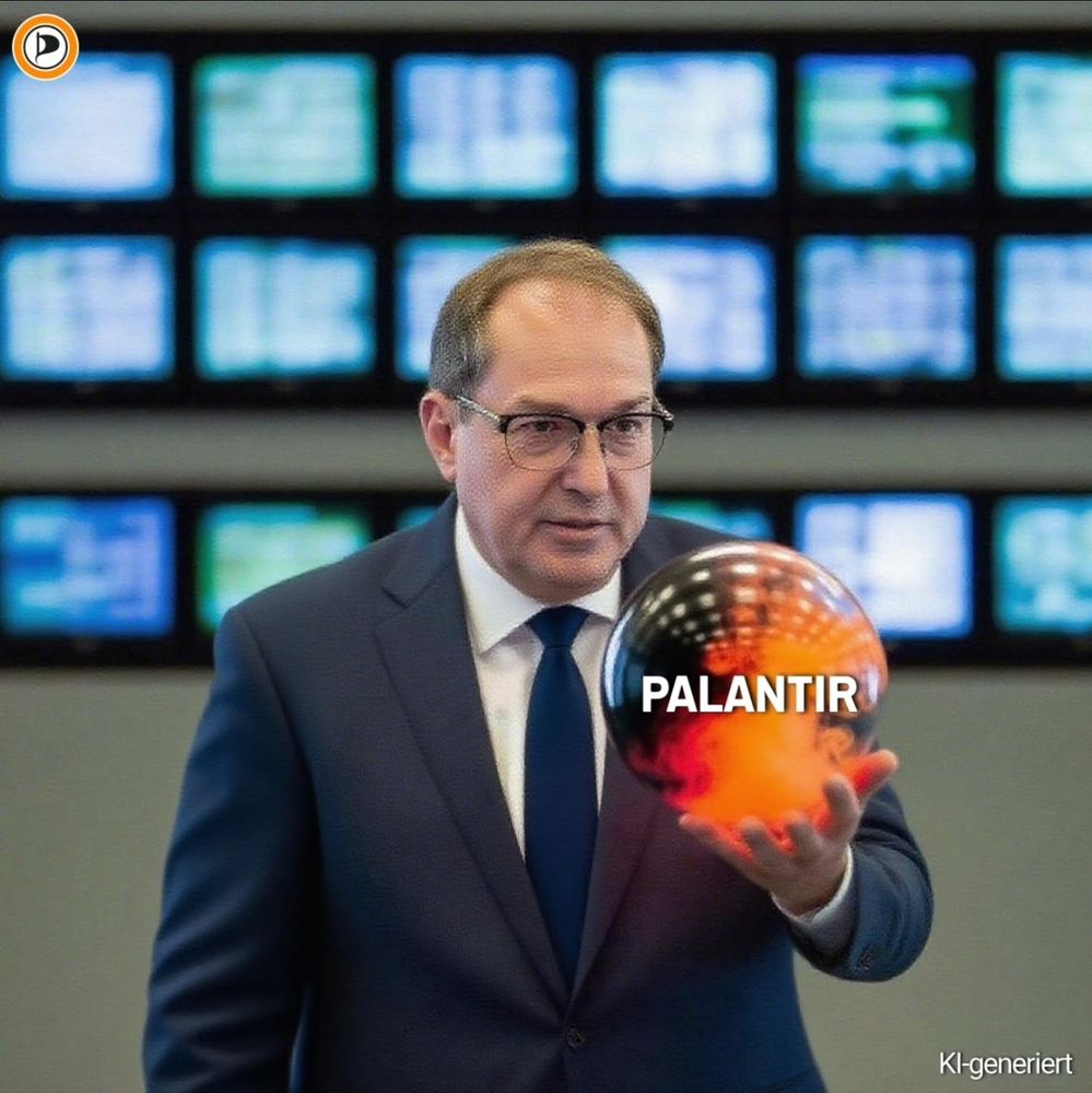 Piraten, Dobrindt hält eine weissagende Kugel in der Hand mit der Aufschrift Palantier 