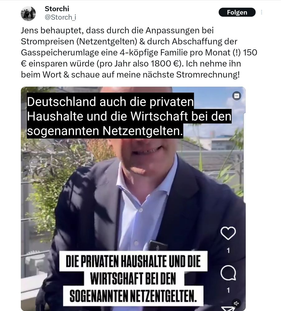 Storchi, span behauptet dass durch die Anpassung bei strompreisen und durch Abschaffung der gasspeicherumlage eine vierköpfige Familie pro Monat 150 € einsparen würde, ich nehme ihn beim Wort...