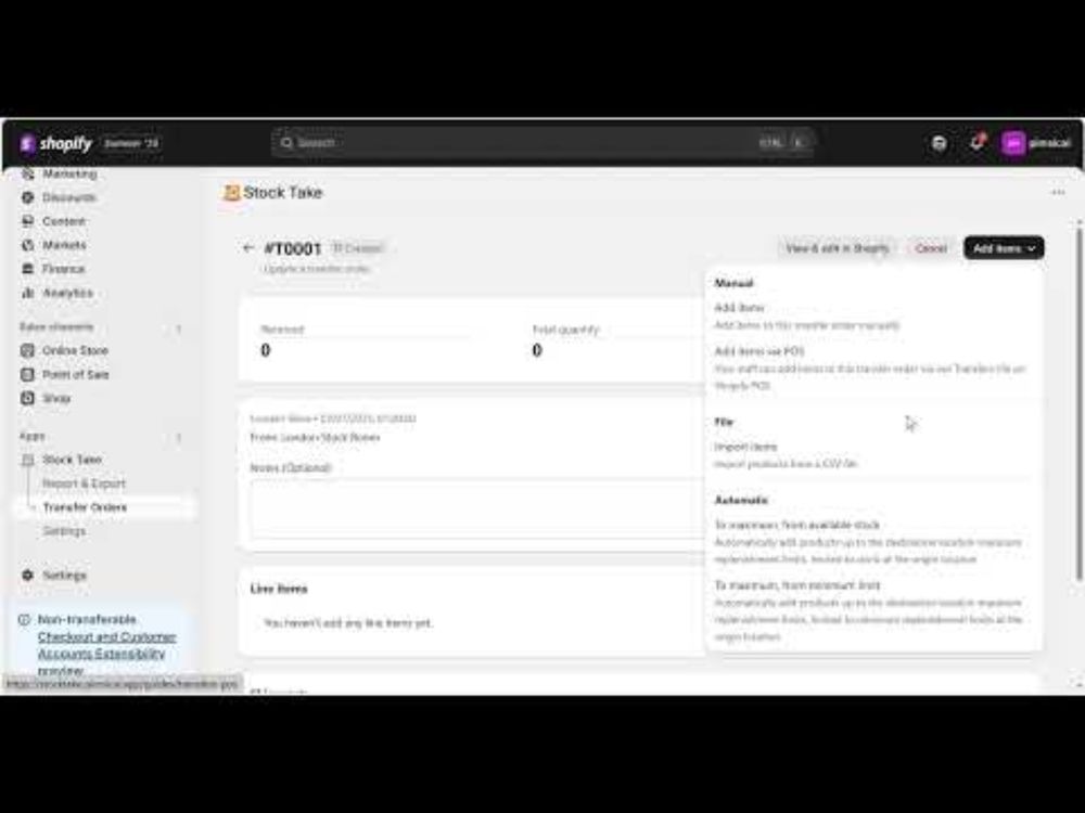 Shopify Transfer Orders & Replenishment Limits - migrating from Stocky