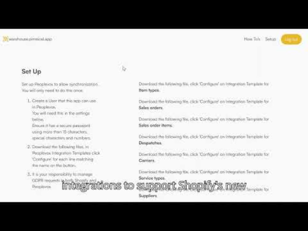Shopify Transfer Orders & Peoplevox WMS