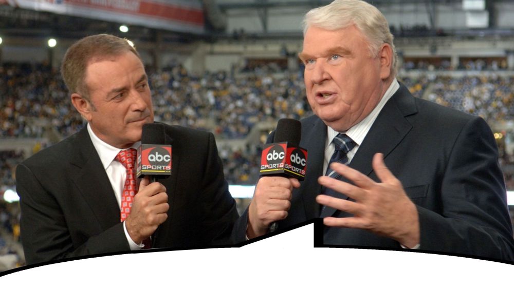 john madden sportscasting, speech bubble overlayed
