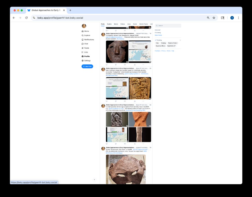 Screenshot of the gaerhf-bot bsky feed.