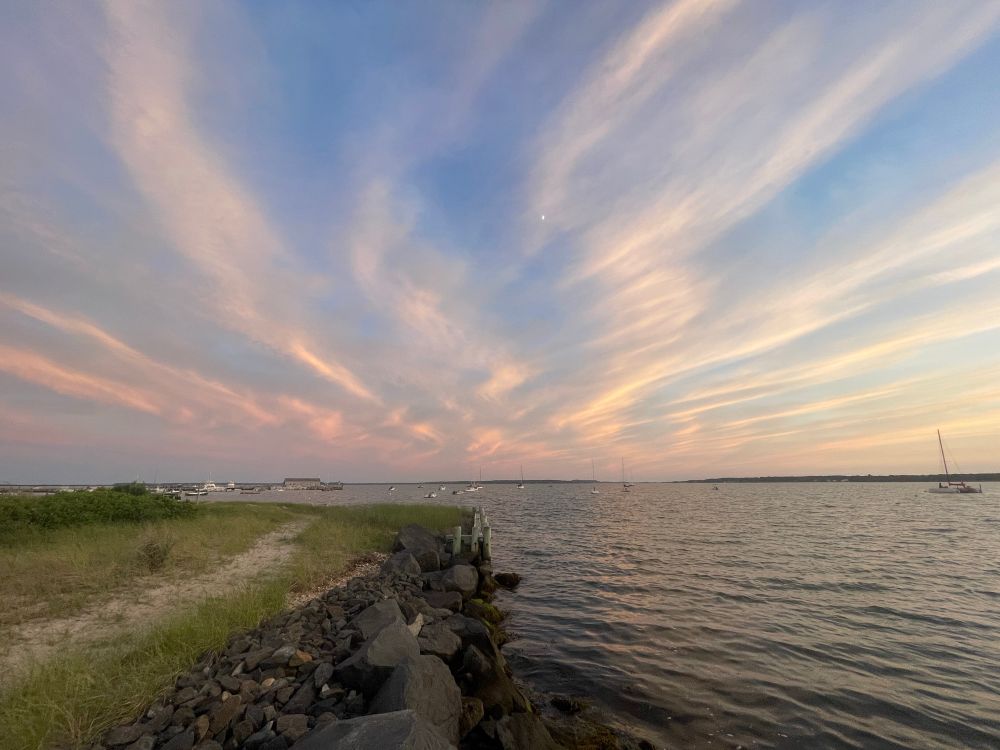 Clouds over harbor. 