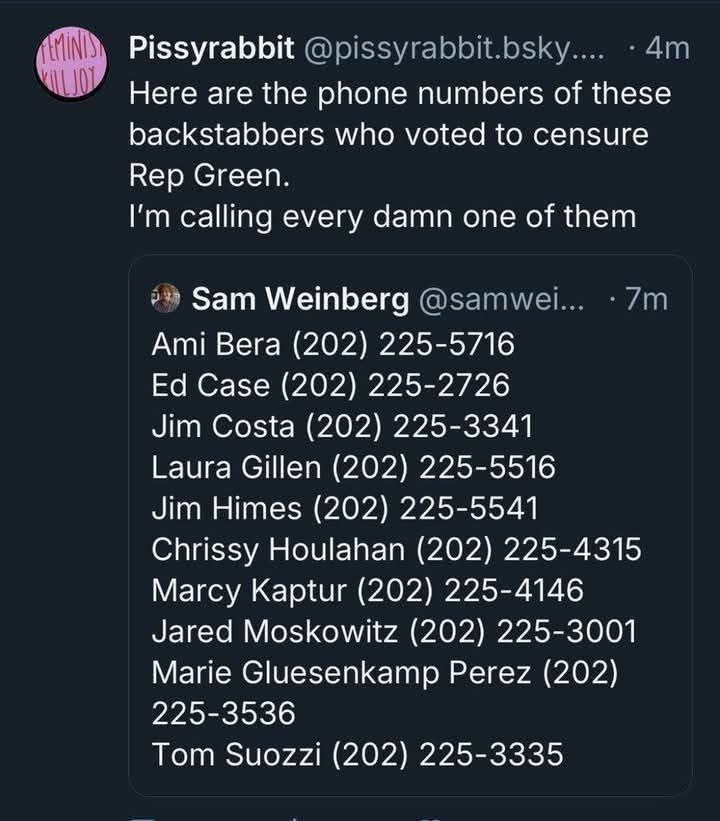 List of Dems who moved to censure Rep Green