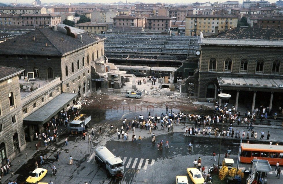 A view of the aftermath of the bombing from a nearby building.