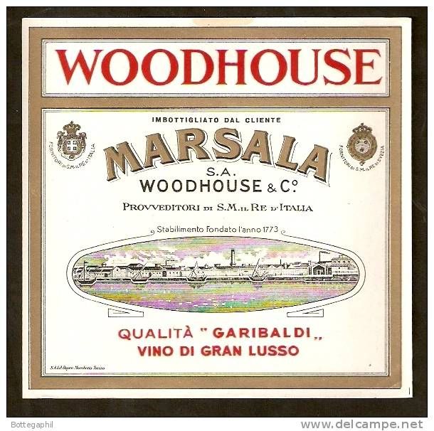 A Woodhouse Marsala wine label. Interestingly it is labelled as "Garibaldi" Quality, showing how grateful British producers were for protection guaranteed to them.