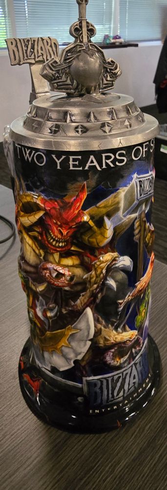 A decorative Stein from Blizzard Entertainment in celebration of 2 years of meritorious service 