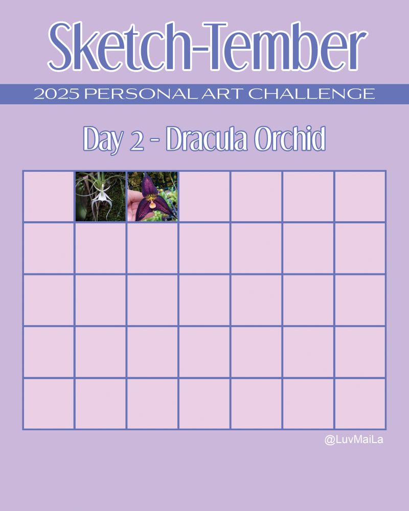 A chart showing September with the first two days filled in with flower art references. 