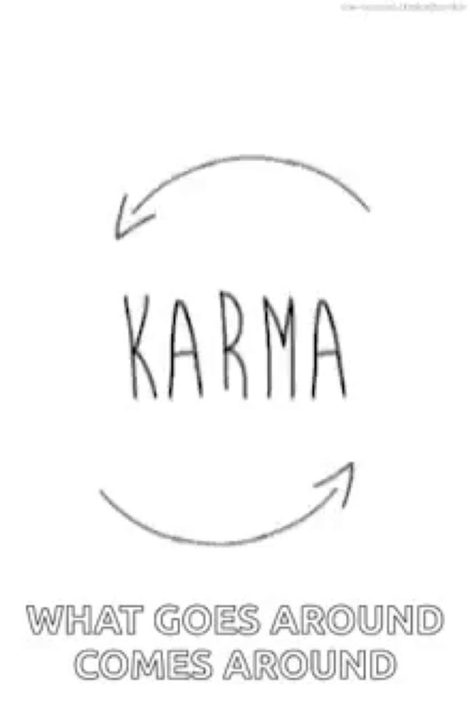 a black and white drawing of a circle with the word karma