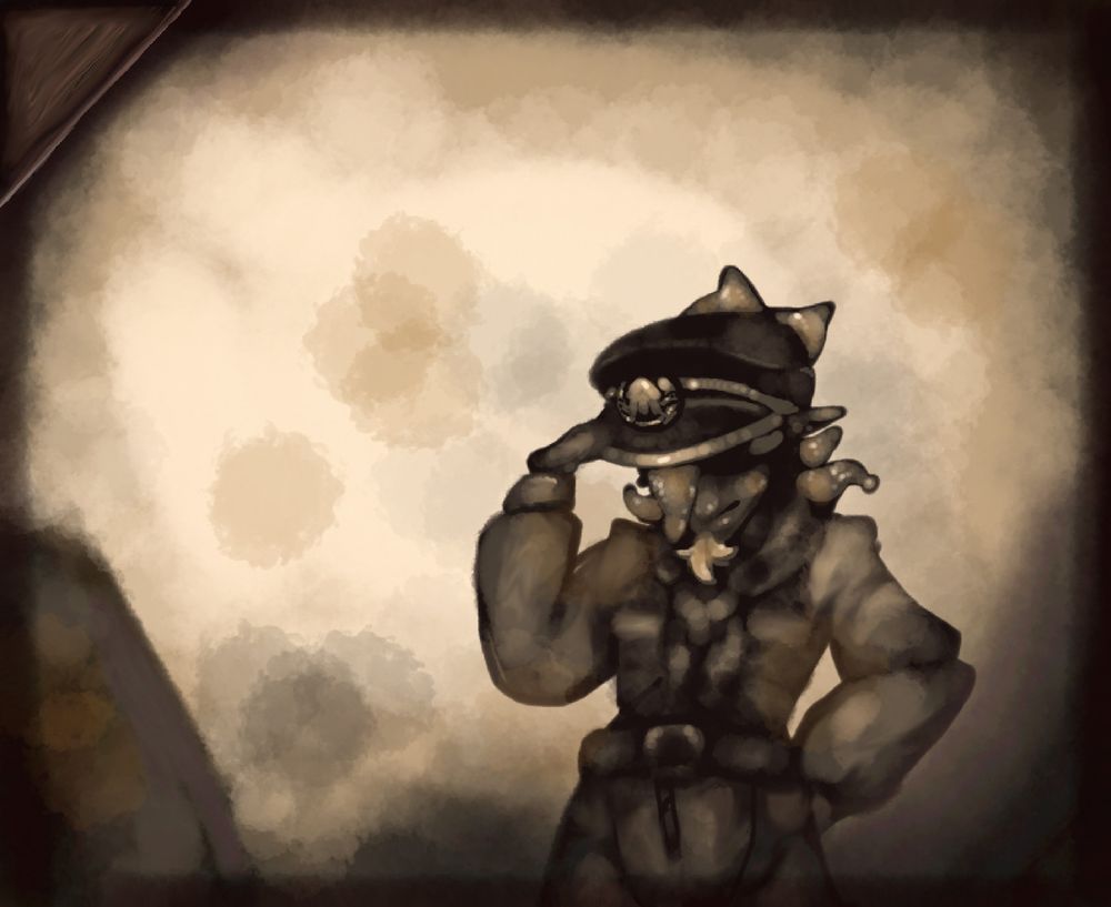 Illustration of Cap'n Craig Cuttlefish from Splatoon.