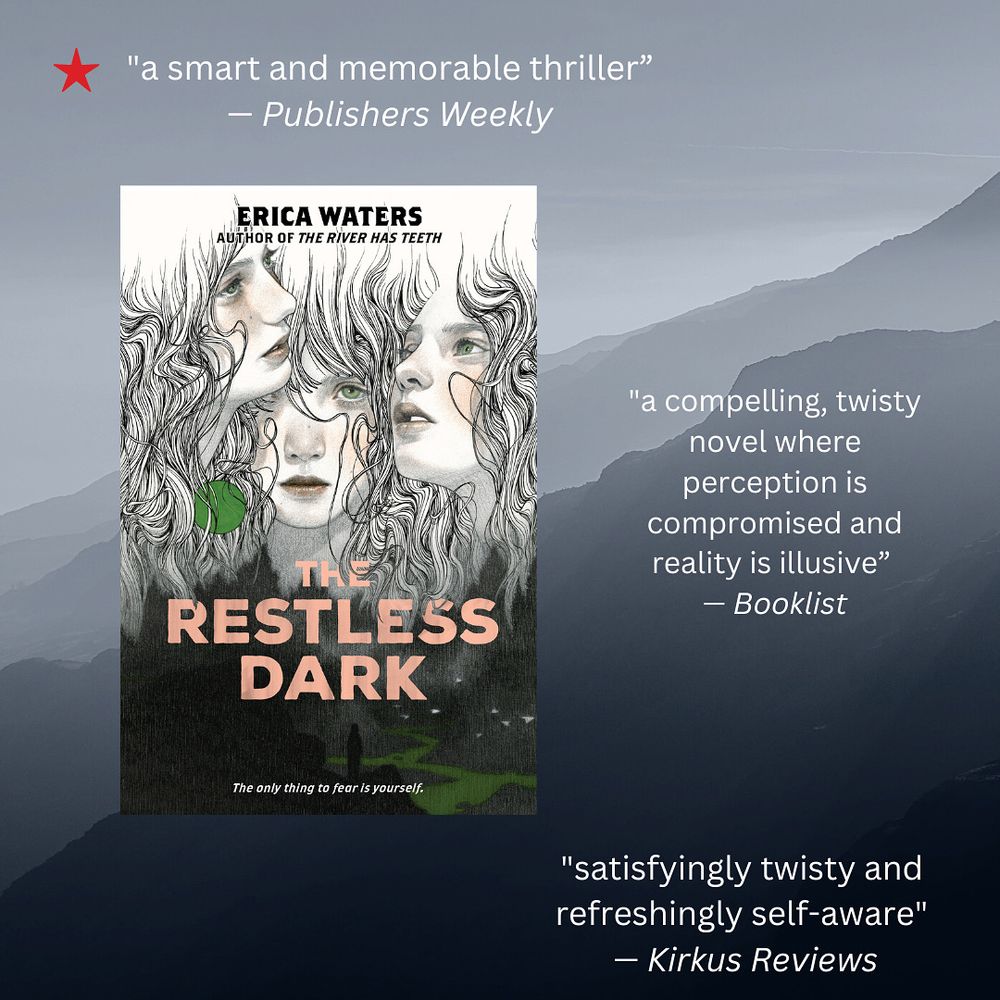 The illustrated cover of The Restless Dark with pull quotes from trade reviews:

“a smart and memorable thriller.” —Publisher’s Weekly, starred review

“satisfyingly twisty and refreshingly self-aware.” —Kirkus Reviews

“[A] compelling, twisty novel where perception is compromised and reality is illusive.” — Booklist