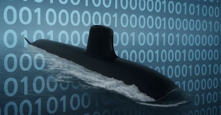 Submarine submerged in data