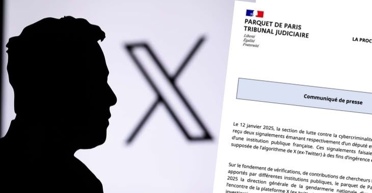 Elon Musk, X logo, French complaint