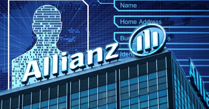 Allianz Life building against backdrop of personal data