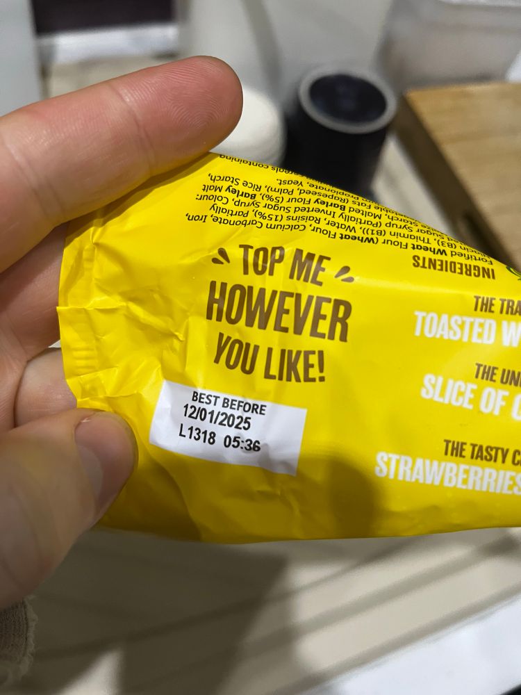 a package of malt loaf, stating “top me however you like”