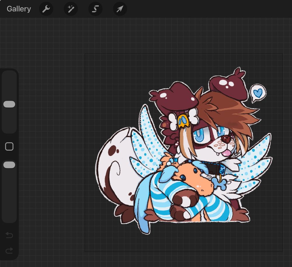 Procreate screenshot of transparent telegram sticker version of the Toffee art